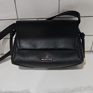 Michael Kors Black Crossbody Bag with Gold Accents